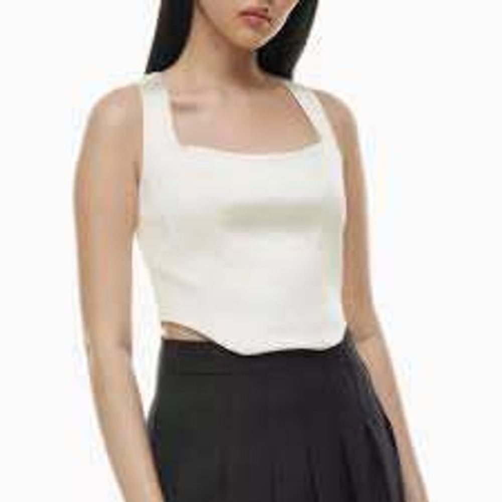 Sun-deh Sunday Best Aritzia Corset Crop Tank Top Sz M White Coquette Summer